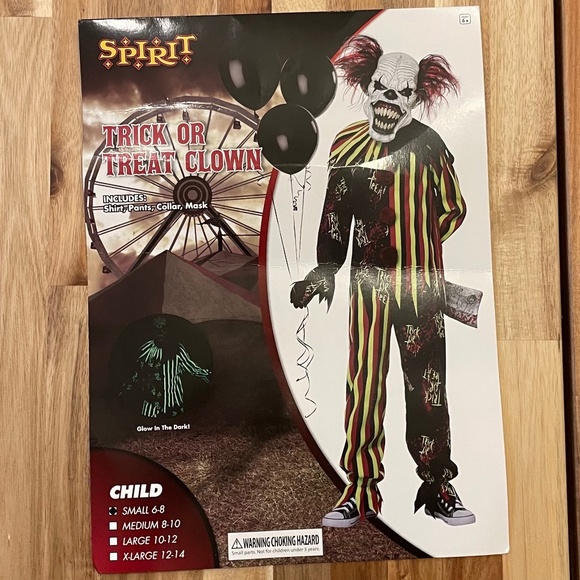 Glow in the Dark Scary Clown Costume Child small (6-8) - Picture 4 of 7